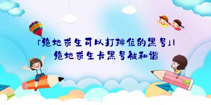 「绝地求生可以打排位的黑号」|绝地求生卡黑号被和谐
